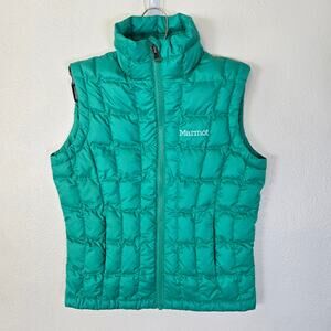 Marmot Girls Down Vest XS Bright Teal Green Zip Up Winter Sports Outdoors Hiking